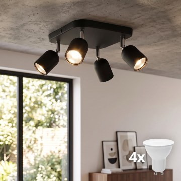 LED virziena gaismeklis TOP 4xGU10/10W/230V melns
