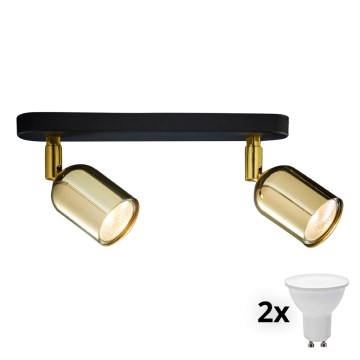 LED virziena lukturis TOP 2xGU10/10W/230V melns/zeltains