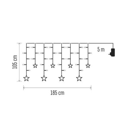 LED Ziemassvētku aizkars 115xLED/1,35W 6,85x1,05 m silti balta