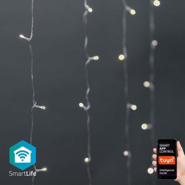 LED Ziemassvētku aizkars, 200 LED, 11 režīmi, 6 m, IP65, Wi‑Fi (Tuya), no silti baltas līdz auksti baltai
