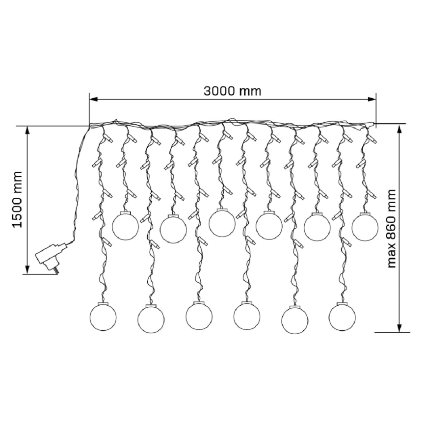 LED Ziemassvētku aizkars WISH BALLS 108xLED/8 režīmi 4,5 m siltā balta