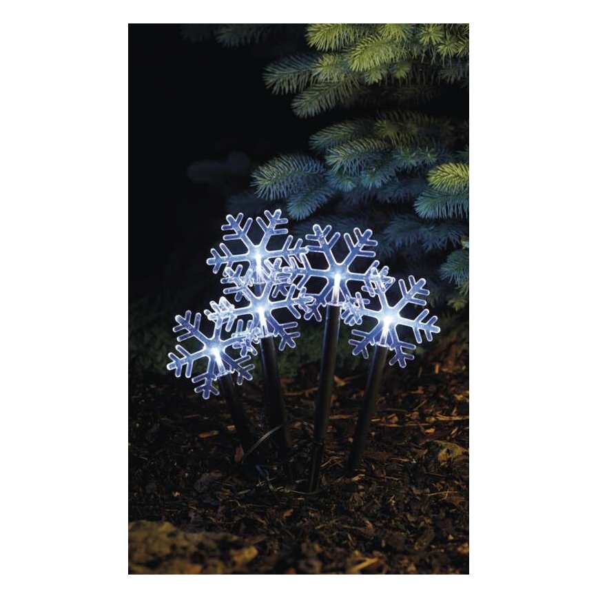 LED Ziemassvētku āra dekorācija 5xLED/3xAA IP44 sniegpārslas