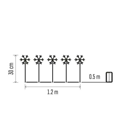 LED Ziemassvētku āra dekorācija 5xLED/3xAA IP44 sniegpārslas