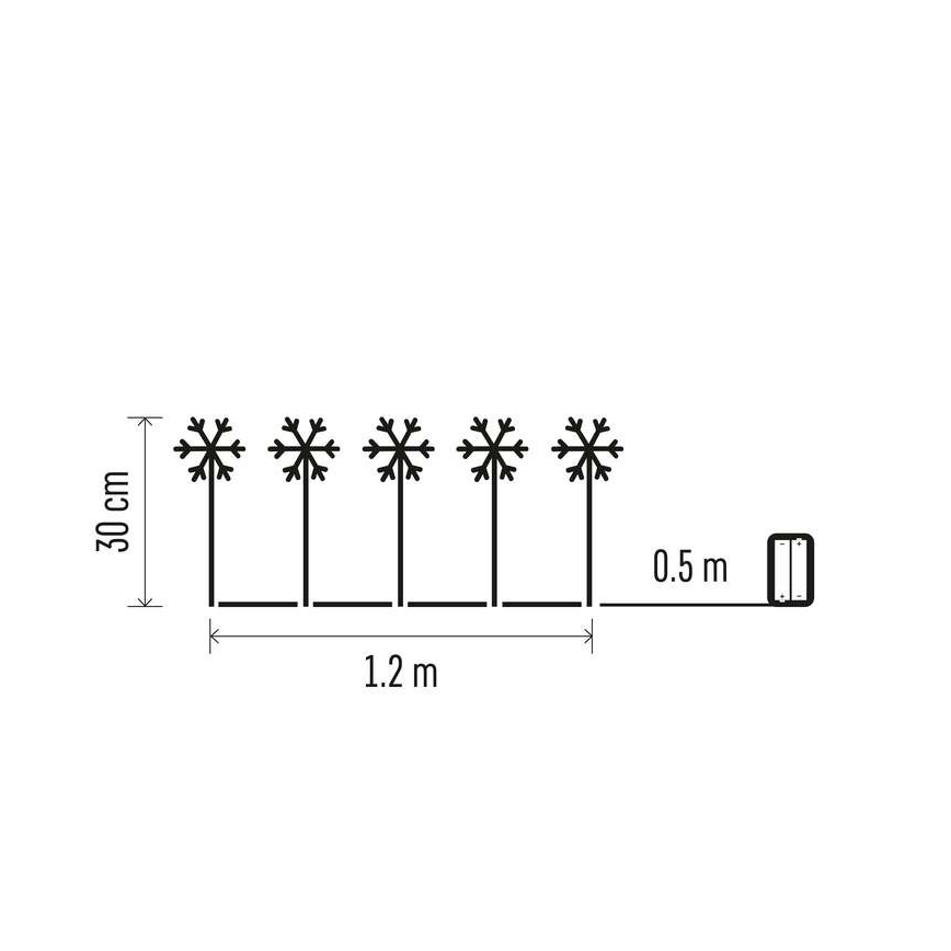 LED Ziemassvētku āra dekorācija 5xLED/3xAA IP44 sniegpārslas