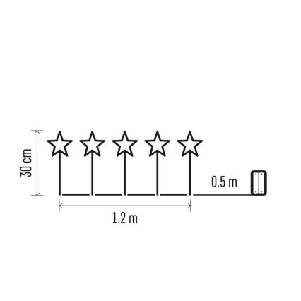 LED Ziemassvētku āra dekorācija 5xLED/3xAA IP44 zvaigznes