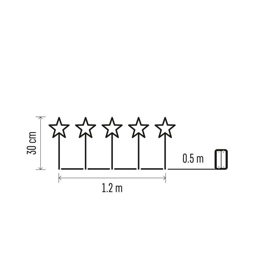 LED Ziemassvētku āra dekorācija 5xLED/3xAA IP44 zvaigznes