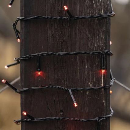 LED Ziemassvētku āra virtene 100xLED/10m IP44 sarkana
