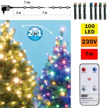 LED Ziemassvētku āra virtene 100xLED 10m IP44 silti balta/daudzkrāsaina + tālvadības pults