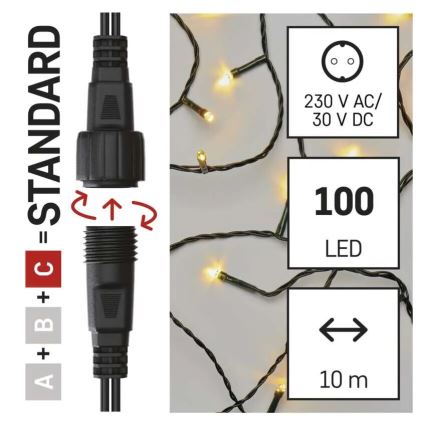 LED Ziemassvētku āra virtene 100xLED/10m IP44 silti balta