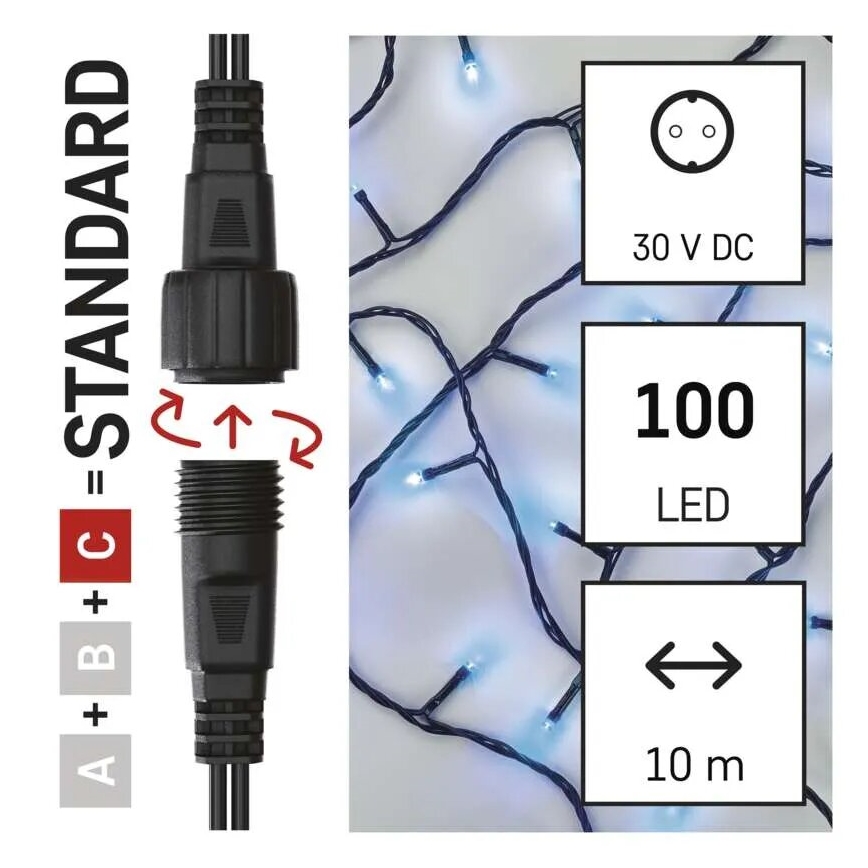 LED Ziemassvētku āra virtene 100xLED/10m IP44 zila