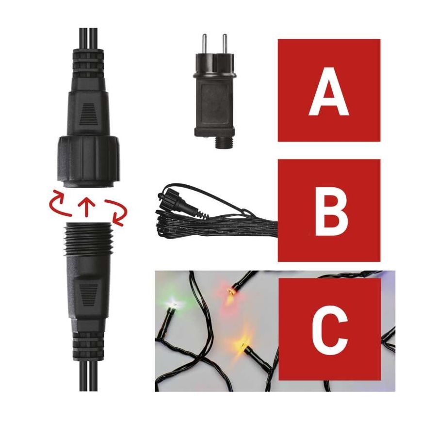 LED Ziemassvētku āra virtene 100xLED/15m IP44 daudzkrāsaina