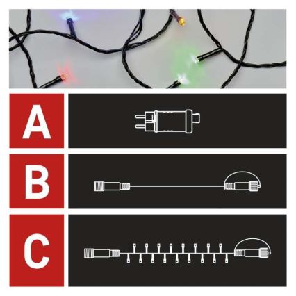 LED Ziemassvētku āra virtene 100xLED/15m IP44 daudzkrāsaina