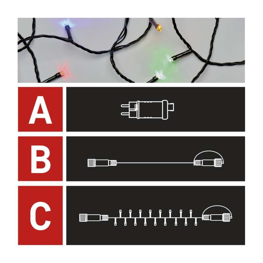 LED Ziemassvētku āra virtene 100xLED/15m IP44 daudzkrāsaina