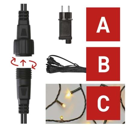 LED Ziemassvētku āra virtene 100xLED/15m IP44 siltā balta