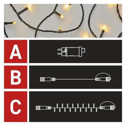 LED Ziemassvētku āra virtene 100xLED/15m IP44 siltā balta