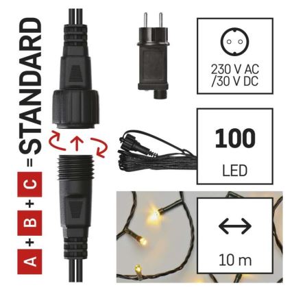 LED Ziemassvētku āra virtene 100xLED/15m IP44 siltā balta