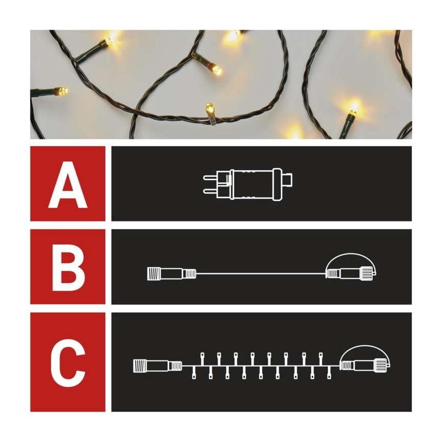 LED Ziemassvētku āra virtene 100xLED/15m IP44 silti balta