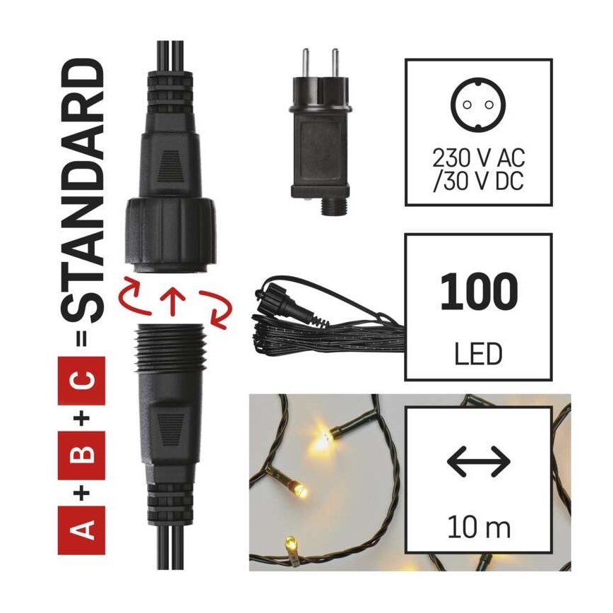 LED Ziemassvētku āra virtene 100xLED/15m IP44 silti balta