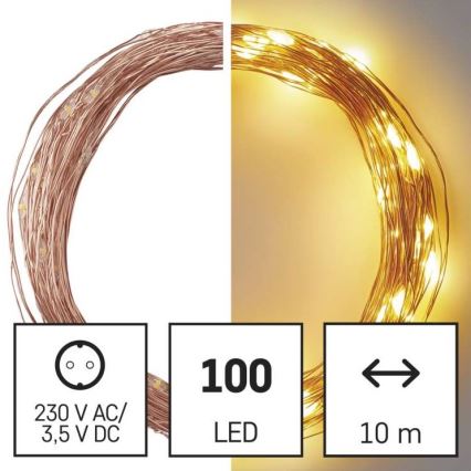 LED Ziemassvētku āra virtene 100xLED/15m IP44 silti balta