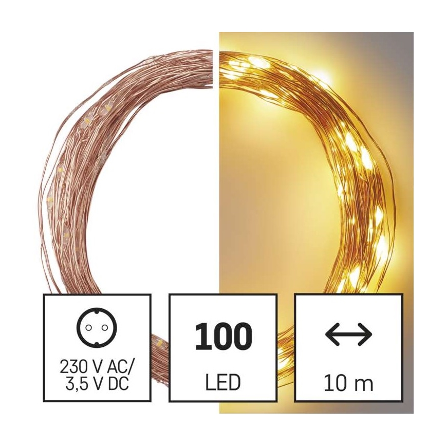 LED Ziemassvētku āra virtene 100xLED/15m IP44 silti balta