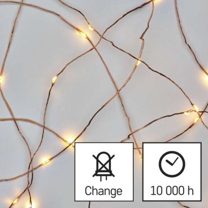 LED Ziemassvētku āra virtene 100xLED/15m IP44 silti balta