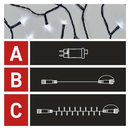 LED Ziemassvētku āra virtene 100xLED/15m IP44 vēsi balta