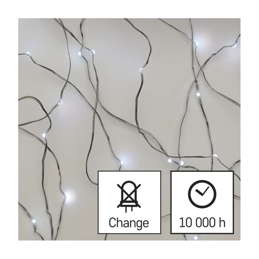 LED Ziemassvētku āra virtene 100xLED/15m IP44 vēsi balta