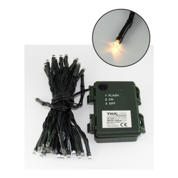 LED Ziemassvētku āra virtene 100xLED/2 funkcijas/3xAA 10,8m IP44 silti balta