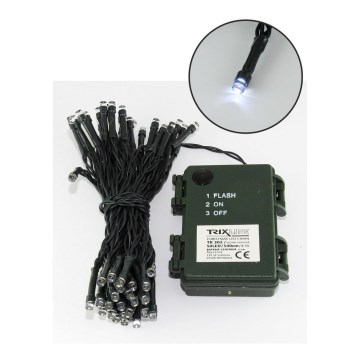 LED Ziemassvētku āra virtene 100xLED/2 funkcijas/3xAA 10,8m IP44 vēsi balta