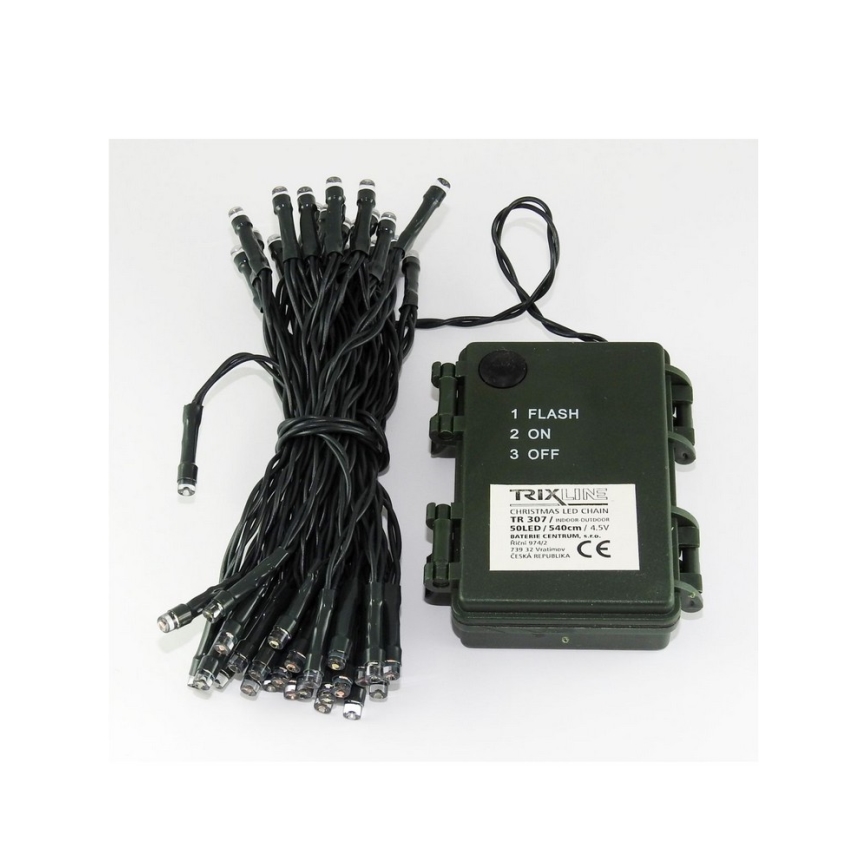 LED Ziemassvētku āra virtene 100xLED/2 funkcijas/3xAA 10,8m IP44 vēsi balta