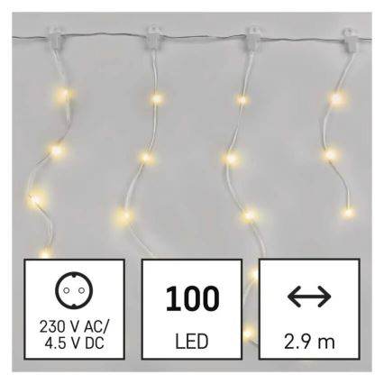 LED Ziemassvētku āra virtene 100xLED/8 funkcijas 7,9x0,7m IP44 silti balta