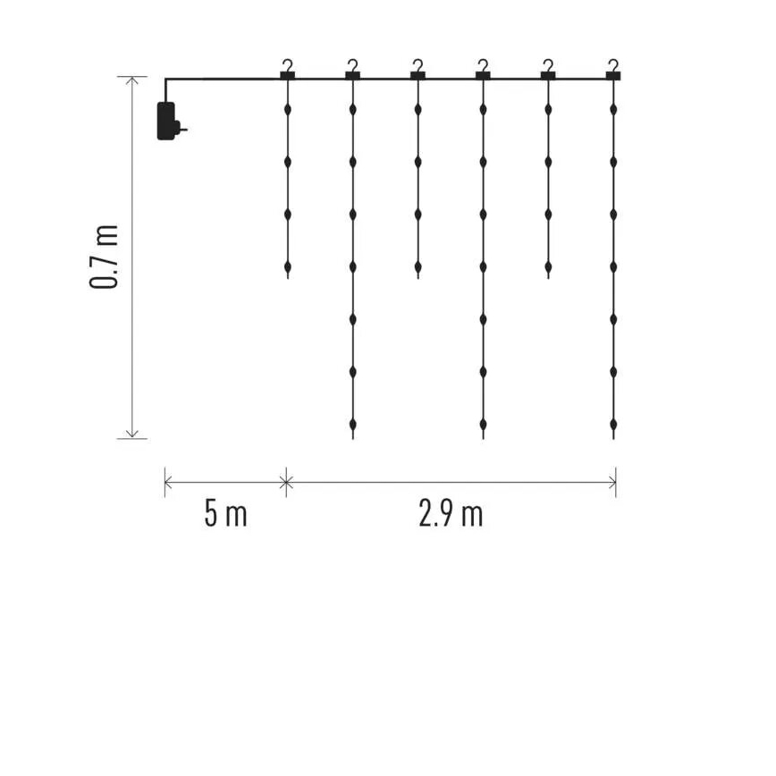 LED Ziemassvētku āra virtene 100xLED/8 funkcijas 7,9x0,7m IP44 silti balta