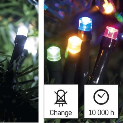 LED Ziemassvētku āra virtene 100xLED/8 režīmi 15m IP44 vēsi balta/daudzkrāsaina