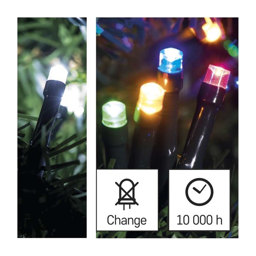 LED Ziemassvētku āra virtene 100xLED/8 režīmi 15m IP44 vēsi balta/daudzkrāsaina