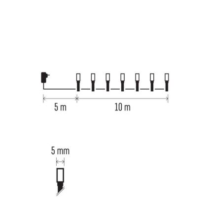 LED Ziemassvētku āra virtene 100xLED/8 režīmi 15m IP44 vēsi balta/daudzkrāsaina