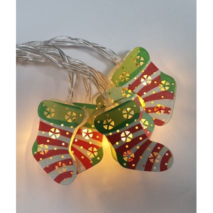 LED Ziemassvētku āra virtene 10xLED/2xAA 1,65 m IP44 silti baltas zeķes