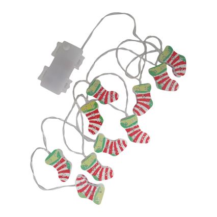 LED Ziemassvētku āra virtene 10xLED/2xAA 1,65 m IP44 silti baltas zeķes