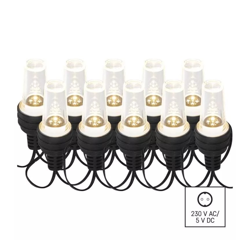 LED Ziemassvētku āra virtene 10xLED/9,5 m IP44 vēsi balts