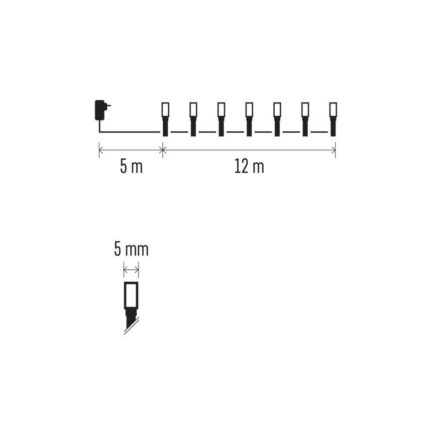 LED Ziemassvētku āra virtene 120xLED/17m IP44 daudzkrāsaina