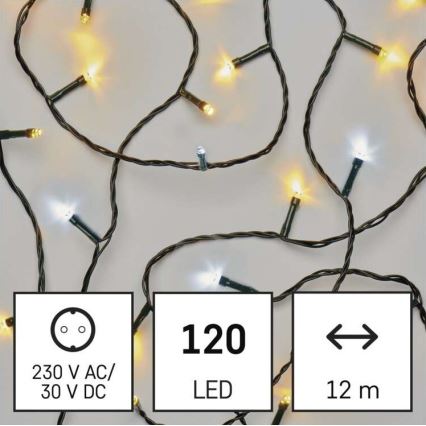 LED Ziemassvētku āra virtene 120xLED/17m IP44 silti/vēsi balta