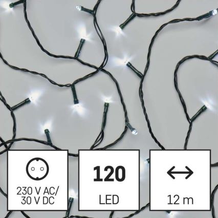 LED Ziemassvētku āra virtene 120xLED/17m IP44 vēsi balta