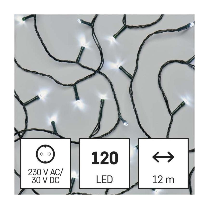 LED Ziemassvētku āra virtene 120xLED/17m IP44 vēsi balta