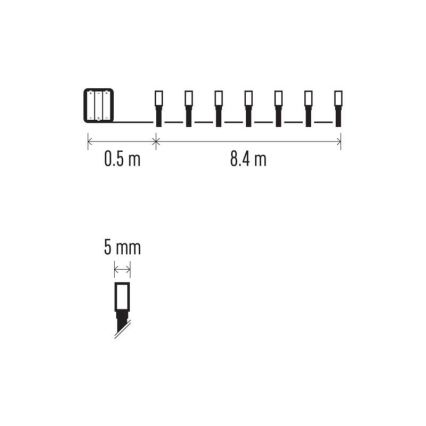LED Ziemassvētku āra virtene 120xLED/3xAA 8,9m IP44 silti balta