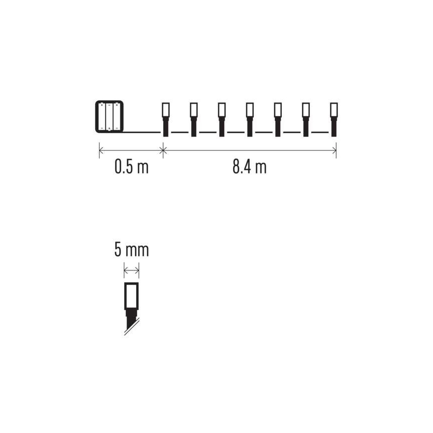 LED Ziemassvētku āra virtene 120xLED/3xAA 8,9m IP44 silti balta