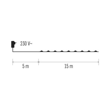 LED Ziemassvētku āra virtene 150xLED 20m IP44 daudzkrāsaina