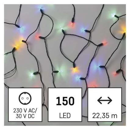 LED Ziemassvētku āra virtene 150xLED/27,35m IP44 daudzkrāsaina