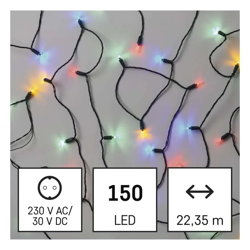 LED Ziemassvētku āra virtene 150xLED/27,35m IP44 daudzkrāsaina