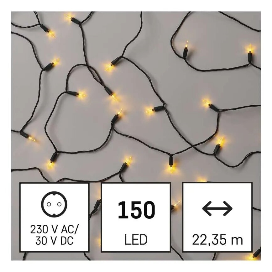 LED Ziemassvētku āra virtene 150xLED/27,35m IP44 vintage