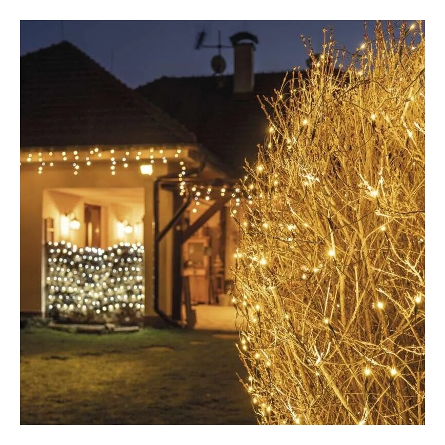 LED Ziemassvētku āra virtene 160xLED/2x1,5m IP44 silti balta