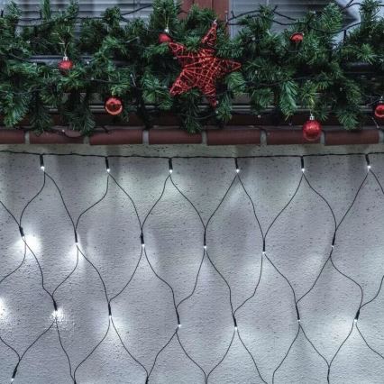 LED Ziemassvētku āra virtene 160xLED/2x1,5m IP44 vēsi balts